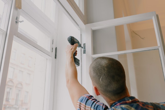 fixing a window with a drill